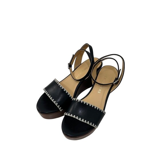 Jack Rogers Women Black Ankle Strap Platform Wedge Sandals SZ 8.5 Flagler Stitch - Picture 7 of 16